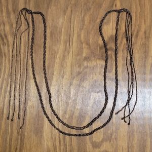 Skinny belt, Brown Braided Beads, 67 Inches